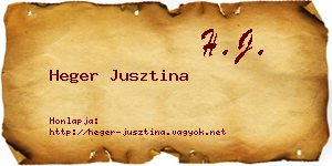 Heger Jusztina névjegykártya